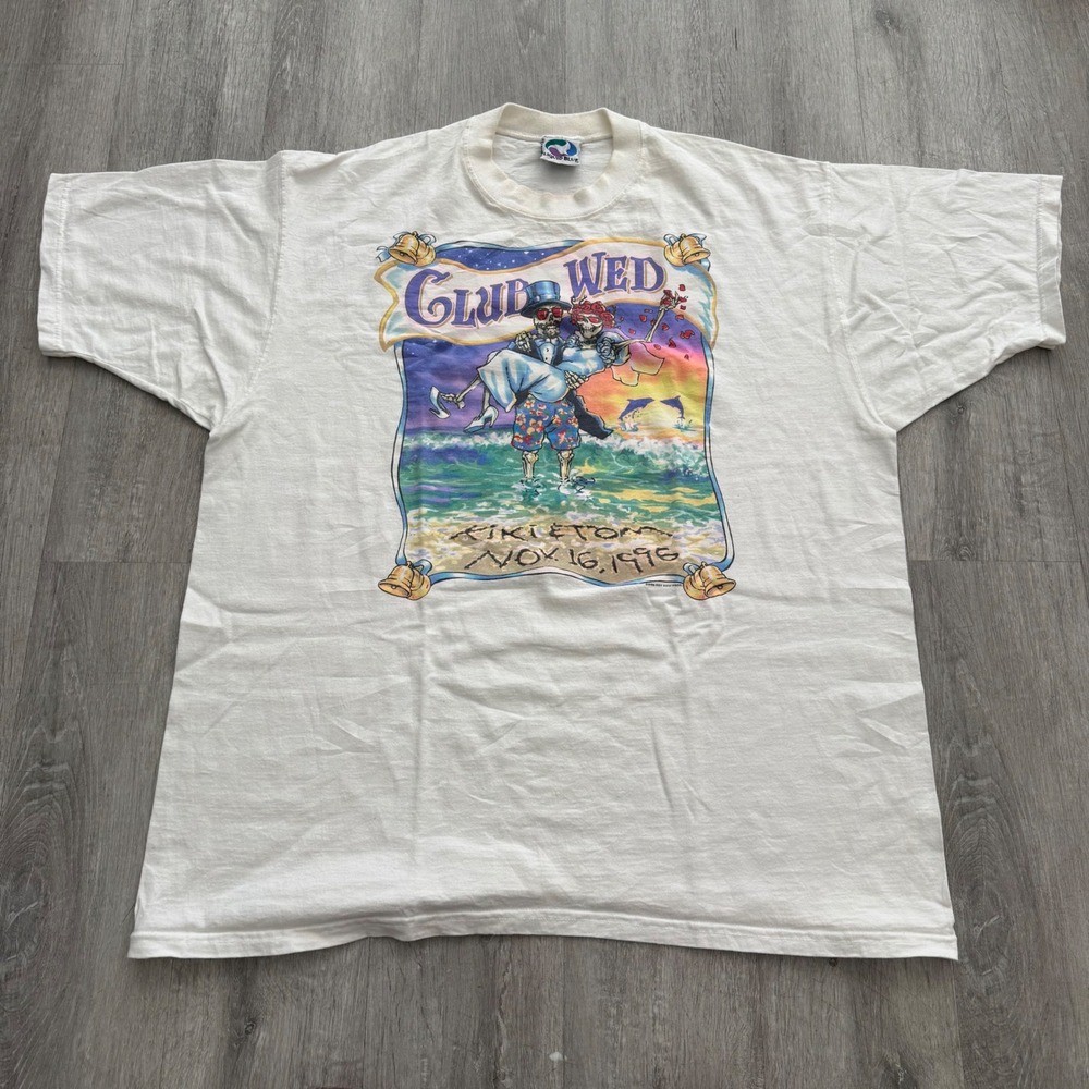 Vintage 1996 Liquid Blue Club Wed T-Shirt Mens XL White Grateful Dead 90s